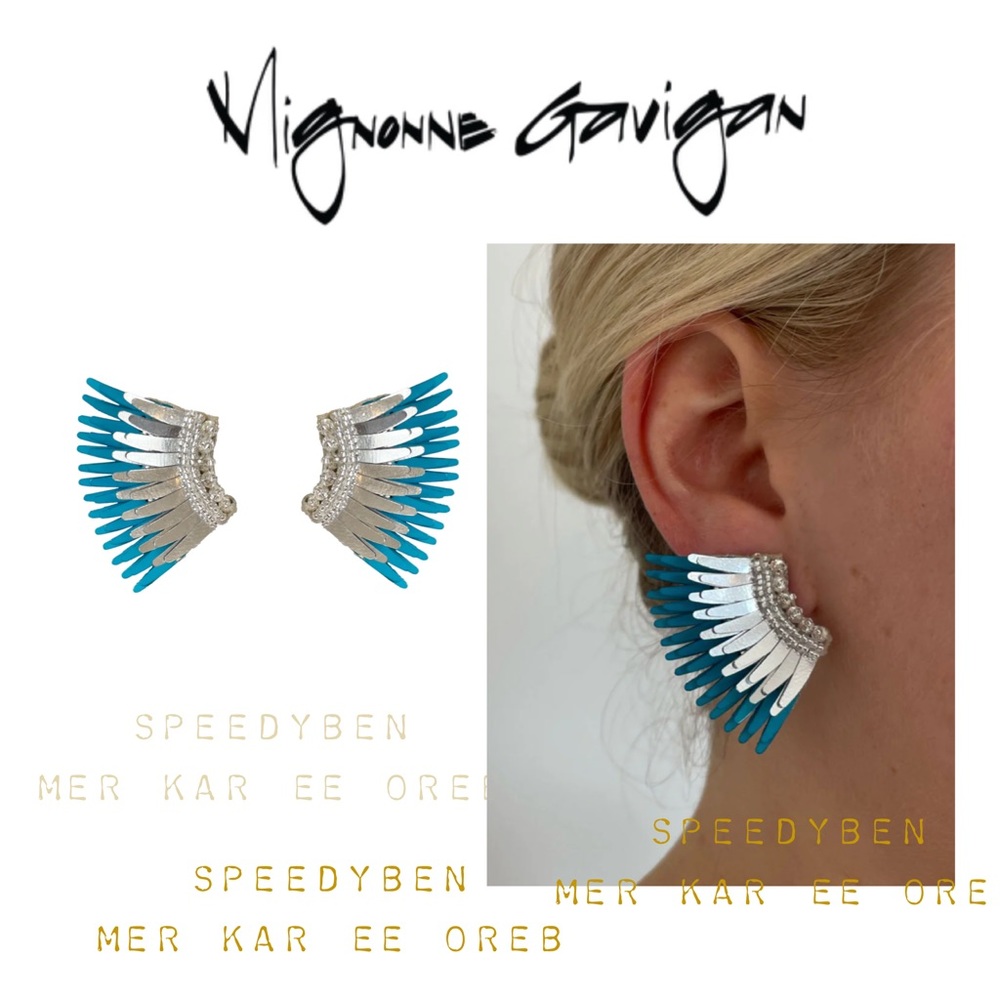 Mignonne Gavigan Mini Madeline Earrings Aqua Silver NWT - Picture 2 of 14